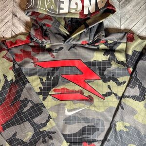 Nike Red and Gray Hooded Sweatshirt